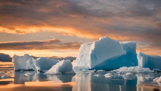 北极冰川融化气候变暖