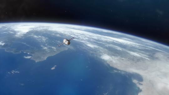 环绕地球轨道运行的太空舱4K (4)视频素材模板下载