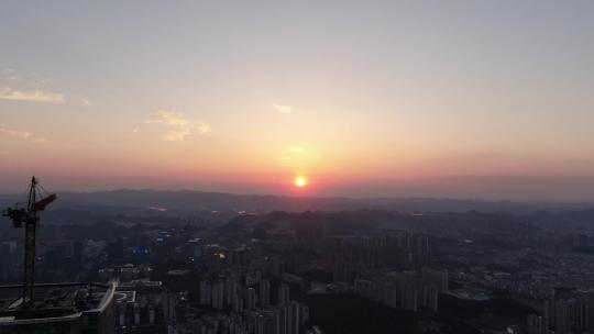 山川日落晚霞夕阳航拍