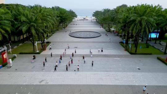 海南省三亚市大东海旅游区航拍大东海广场