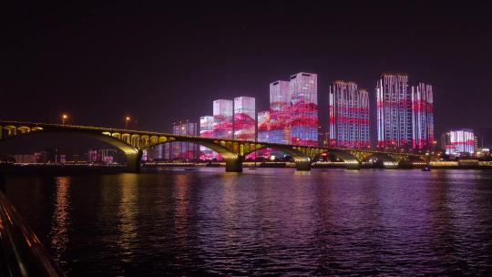 4k合集-长沙地标建筑湘江夜景灯光秀延时视频素材模板下载