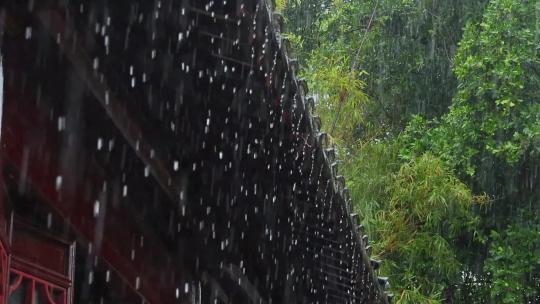 雨天下雨古建筑屋檐雨滴古风意境