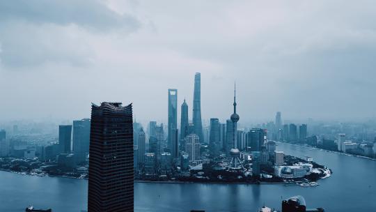 上海北外滩白玉兰大厦航拍空镜