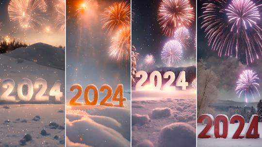 【竖屏】2024龙年新年跨年烟花焰火片头片尾