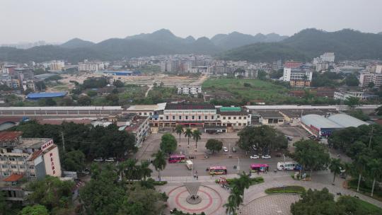 云南崇左火车站交通航拍