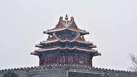 北京角楼城墙雪景