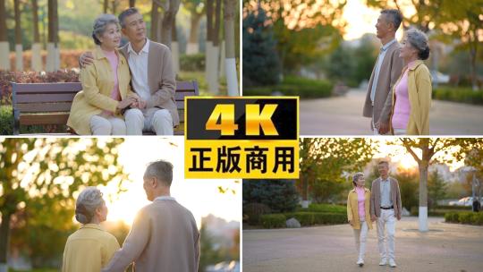 幸福的老人 坐在长椅的老人高清在线视频素材下载