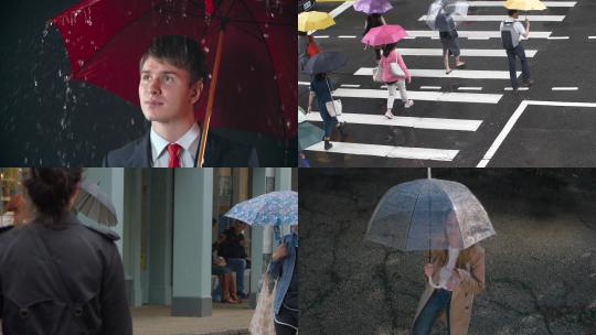 【合集】雨天在外面撑伞的人视频素材模板下载