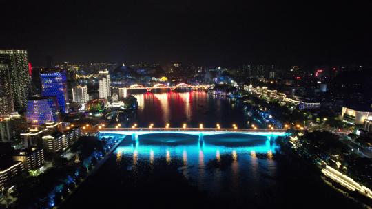 广西柳州柳江大桥夜景航拍