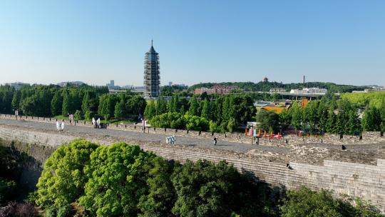 南京城墙航拍大报恩寺塔长江大桥玻璃栈桥