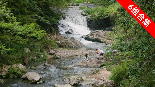 情愫溪涧：情侣拍照打卡，水流升格特写