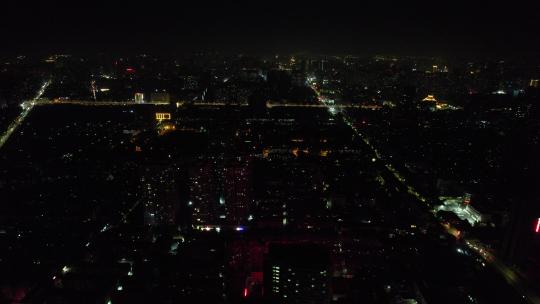 郑州凌晨夜景灯光航拍