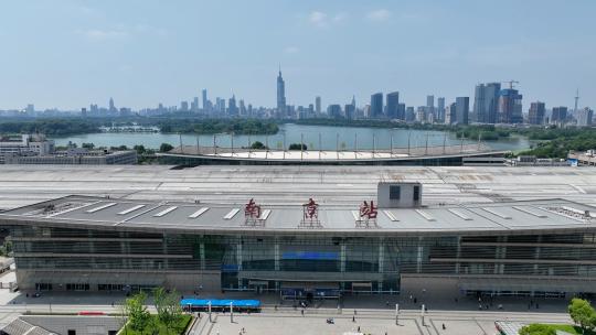 南京火车站航拍长途汽车站动物园工地工程