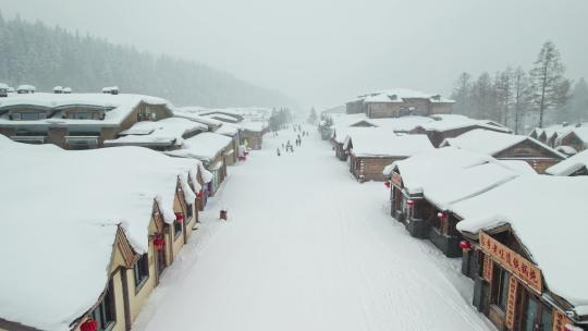 中国黑龙江雪乡风景航拍