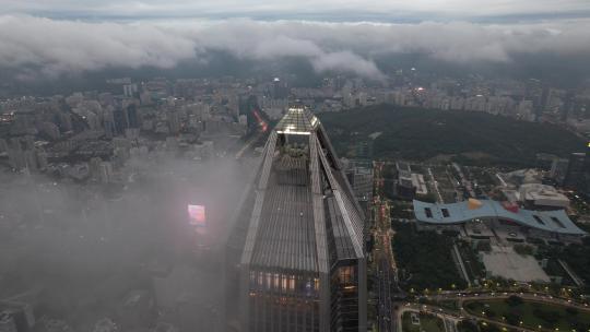 深圳市4K平安金融中心大厦航拍夜景