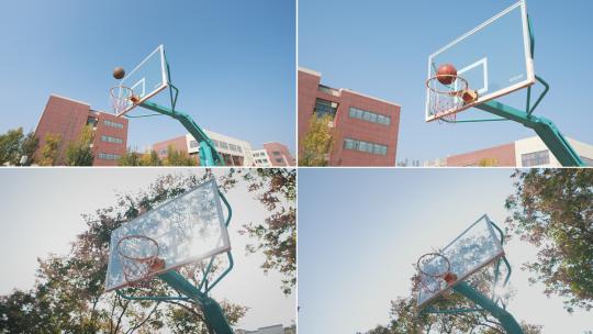 篮筐 篮球入网高清在线视频素材下载