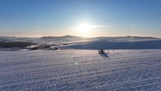 航拍4K美丽的雪域雪原