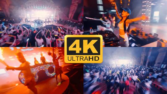 音乐节DJ表演现场打碟喷火表演高清在线视频素材下载