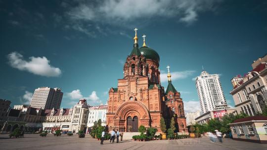 哈尔滨圣索菲亚教堂移动延时摄影