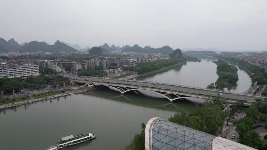 广西桂林解放大桥交通航拍