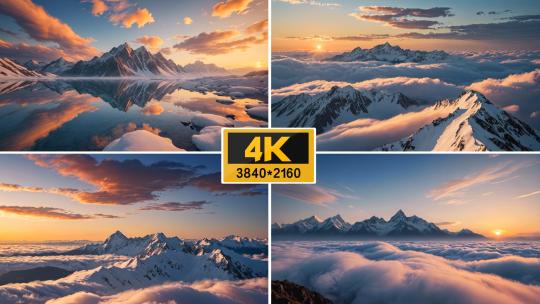 【4K合集】壮观雪山云海航拍延时高清在线视频素材下载