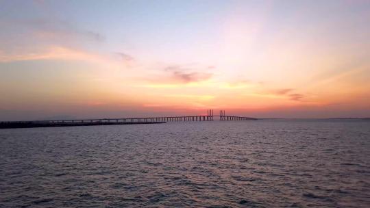 4K 航日落下的青岛胶州湾跨海大桥