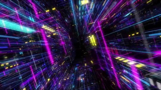 科技感粒子线条、赛博朋克隧道背景循环视频