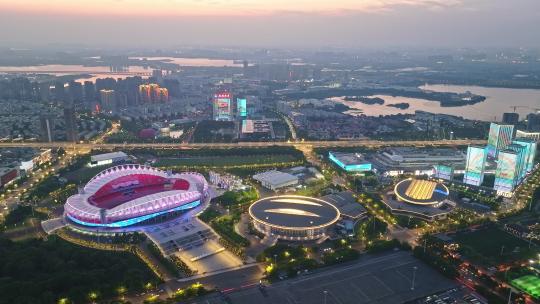 武汉体育中心远景环绕镜头