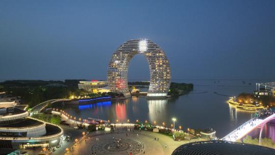 浙江湖州月亮酒店航拍视频素材模板下载