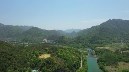 航拍浙江温州楠溪江自然风景