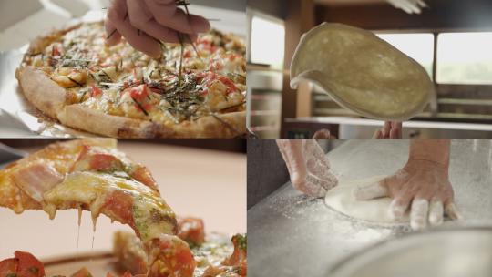 美味披萨制作过程和面烤披萨