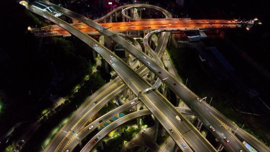 航拍贵阳城市发展现代交通黔春立交桥夜景