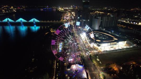 航拍江西南昌之星摩天轮