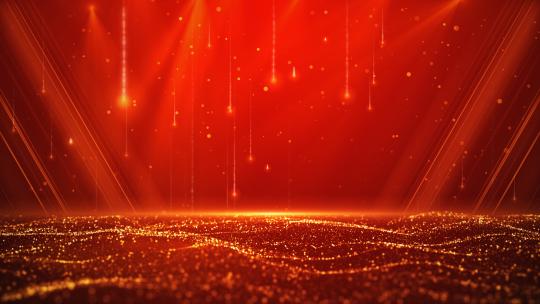 4K震撼大气红色粒子海洋舞台背景