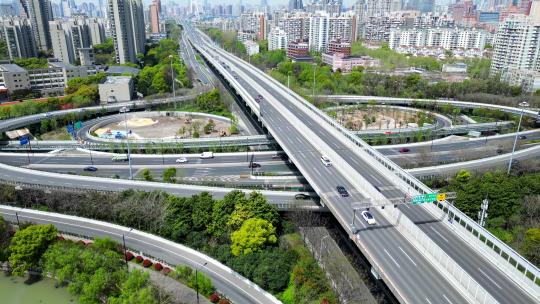 【4K60帧】上海龙阳路城市高架桥航拍