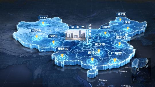 科技中国地图项目分布AE视频素材教程下载