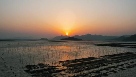 【原创】日落 延时摄影 海平面 渔排