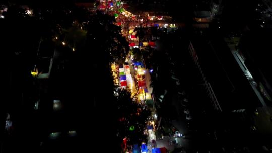 泰国城市夜景街道建筑