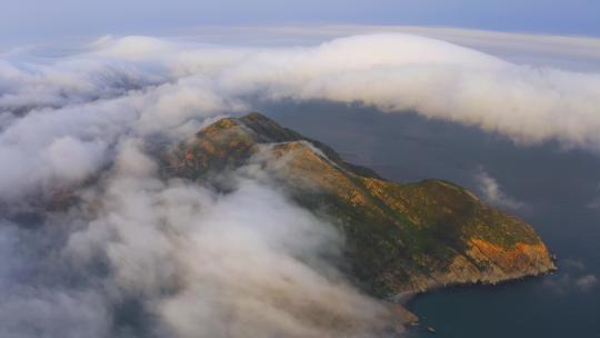 云雾缭绕的海岛大钦岛视频素材模板下载
