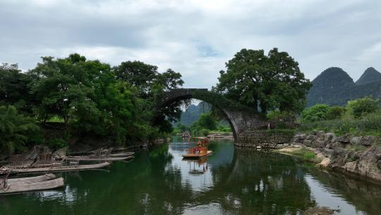 桂林富里桥航拍视频素材模板下载