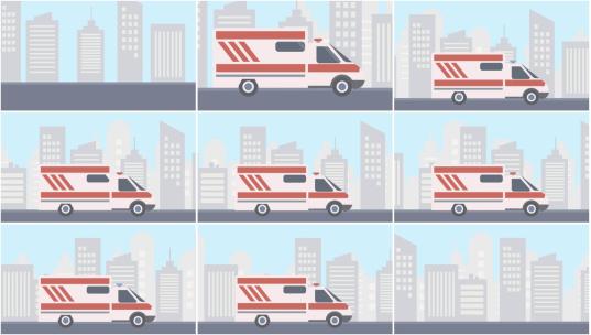 救护车在城市都市街道高清AE视频素材下载