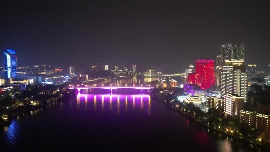 广西柳州城市夜景灯光航拍