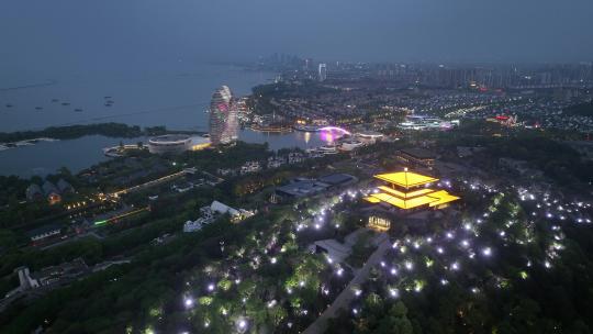 浙江湖州月亮广场月亮酒店航拍