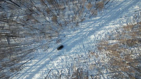 黑龙江大兴安岭北极岛雪原森林公路越野