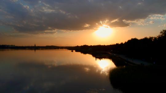 正定滹沱河 夕阳航拍