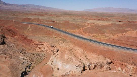 航拍内蒙红土地貌地质红色土壤红色地质