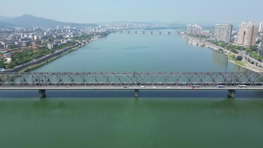 航拍湖北襄阳汉江大桥