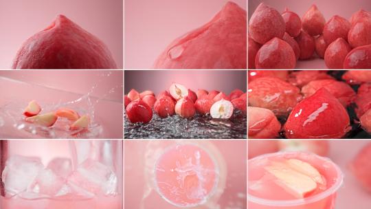 粉色水蜜桃新鲜水果桃桃冷饮饮品广告实拍高清在线视频素材下载