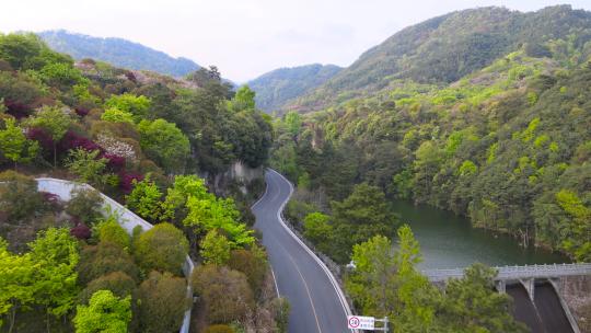 宁波奉化溪口雪窦山山路沿路航拍