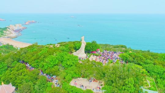 航拍福建莆田湄洲岛5A景区妈祖庙风光拍摄
